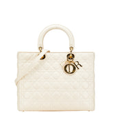 ディオール レディディオール カナージュ ラージ ハンドバッグ ショルダーバッグ 2WAY アイボリー レザー レディース Dior 【中古】
